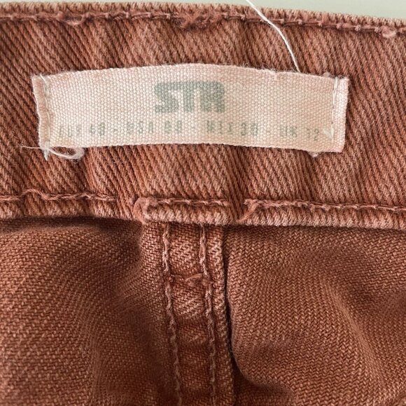Stradivarius Super Wide-Leg High-Waisted Crop Denim Jeans Brown Size Teen 8 - Picture 9 of 10